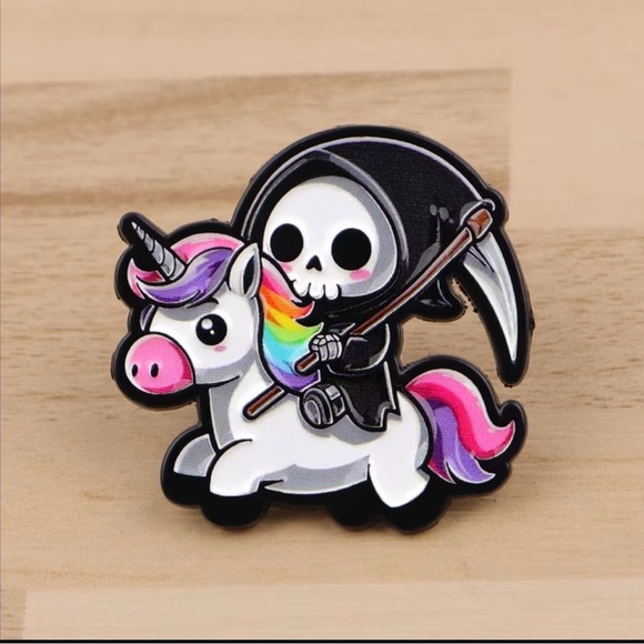 Jewelry - Grim reaper on a unicorn 🦄 lapel pin